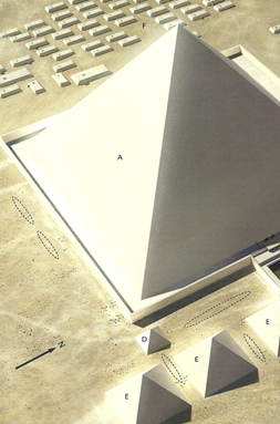 Rekonstruktion der Cheops-Pyramide: verkleidet mit polierten Kalksteinplatten